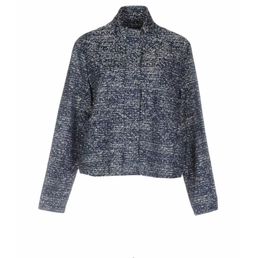 Armani Jeans Women's Jacquard Canvas Light Spring Jacket Dark Blue Size 40 $380 - Picture 4 of 15
